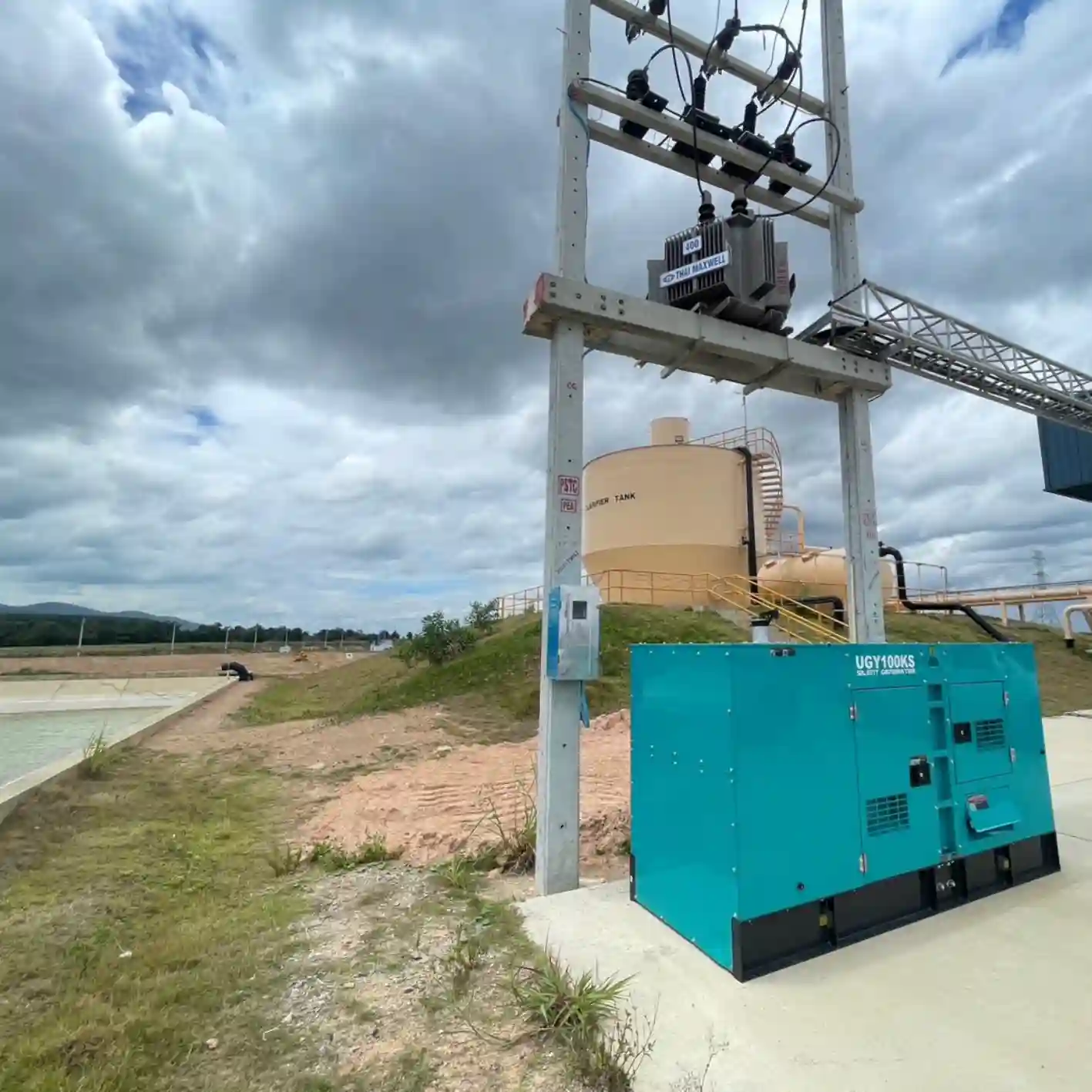 เครื่องปั่นไฟ บ่อเลี้ยงปลา เครื่องกำเนิดไฟฟ้า